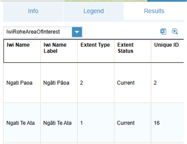 Screenshot of example results
