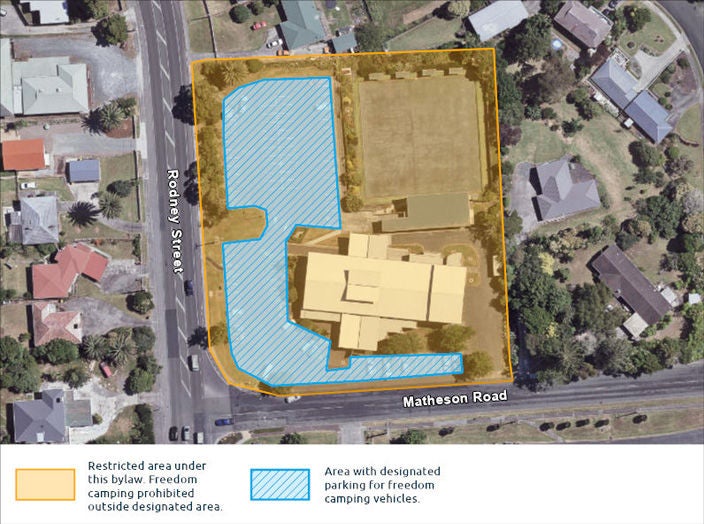 A map highlighting areas where freedom camping is either restricted or not allowed.
