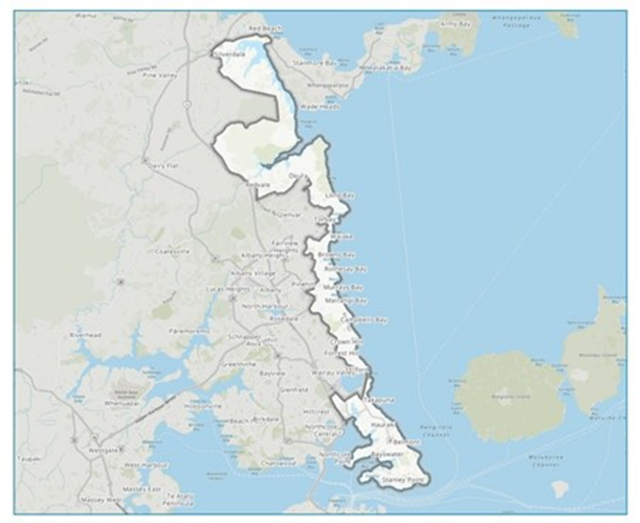 Map of the area covered by Weiti Estuary to Devonport SAP.
