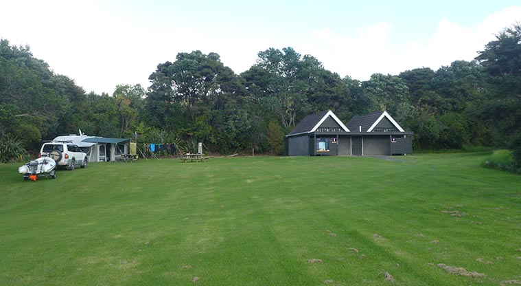 Tainui campground - Campground area with toilets in the background.