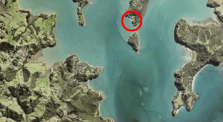 Mahurangi Regional Park (East) - Location of Scott Homestead circled in red. Vehicle access via Ridge Road.