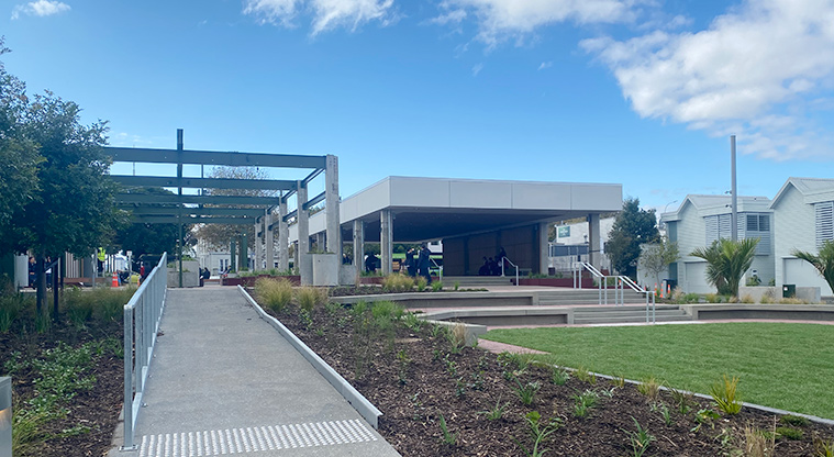 Ramp leading to stage area.