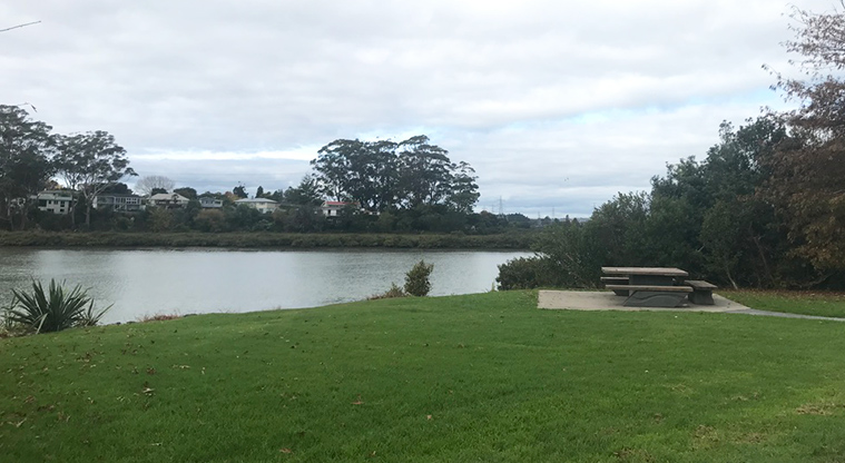 Archibald Park - Picnic table overlooking the Whau River.