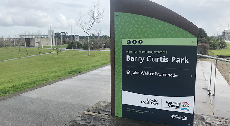 Barry Curtis Park - Sign at the entrance to the park.