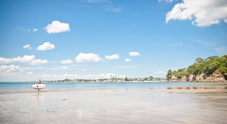 Castor Bay Beach Reserve - A section of Castor Bay beach with the headland in the background.