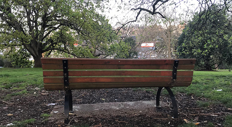 Constitution Hill - Seat looking down the hill through the park.