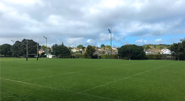 Fowlds Park - Lower field showing rugby league goal posts.