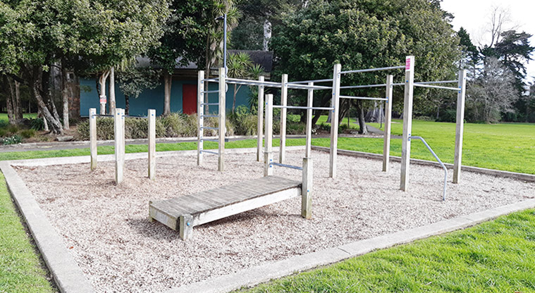 Henderson Park - A cluster of fitness equipment. Photo credit: T Hodder.