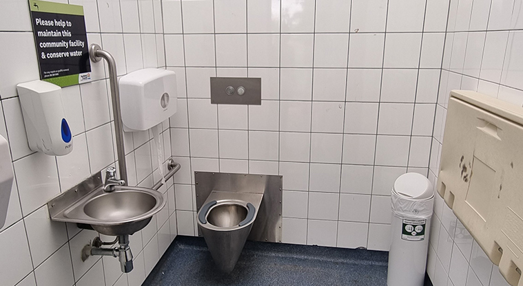 Huapai Recreation Reserve - Inside view of the accessible toilet.