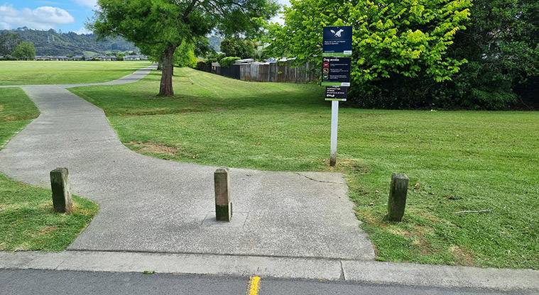 Huapai Recreation Reserve -Section of path leading from the car park to the sports fields.