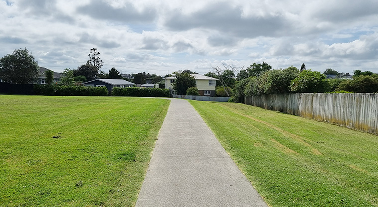 Huapai Recreation Reserve - Section of accessible path leading along one side of the sports fields.