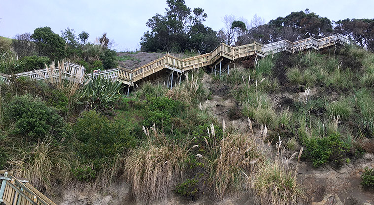 Kennedy Park - Stairs down to the beach. Photo credit: S Hulse.