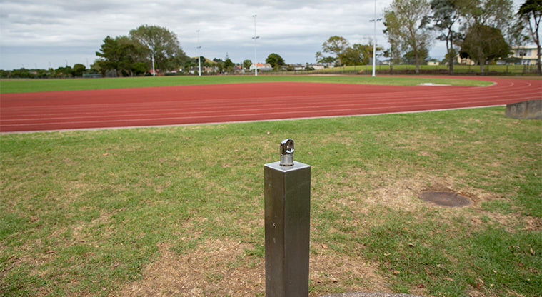 May Road War Memorial Park – Water fountain with the athletics track.