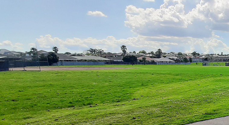 Meadowlland Park - Section of the sports fields and the softball diamond.