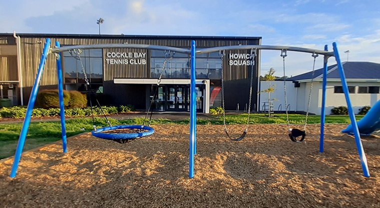 Meadowland Park - Set of three swings including an accessible basket swing.