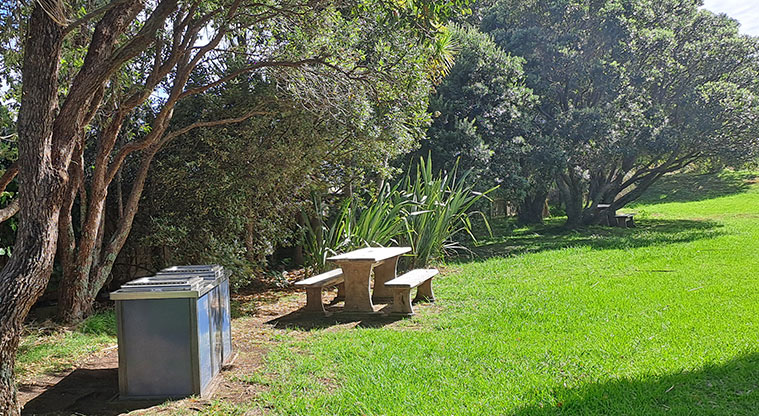 Medlands Playground Reserve - Barbecue and picnic table under the trees.