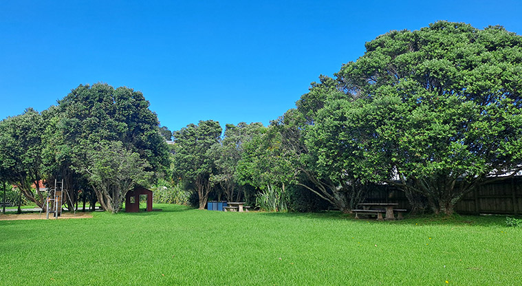 Medlands Playground Reserve - The playground is at the end of a grassy open space.