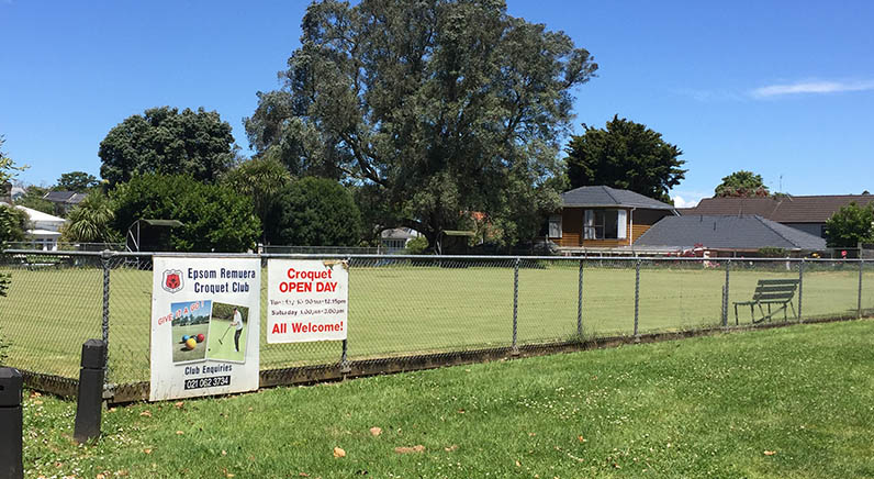 Melville Park – Entrance to the Epsom Remuera Croquet Club at the Gillies Avenue end of the park.