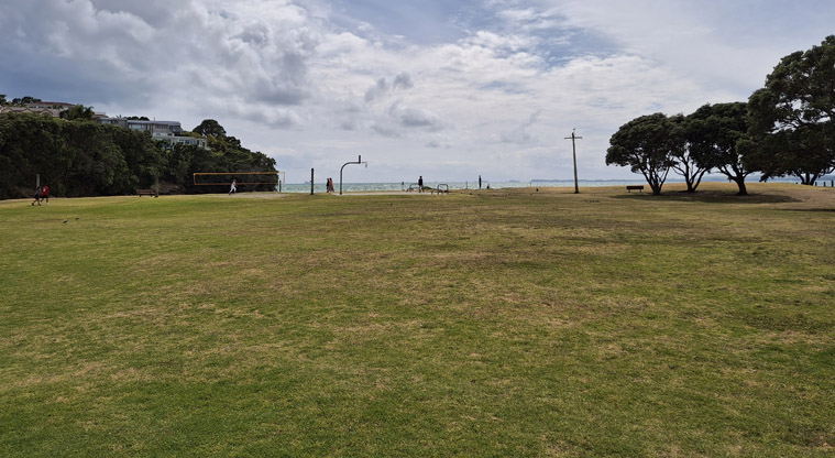 Milford Reserve – Field with a beach volleyball court and half basketball court at the northern end. Photo credit: J McKellar