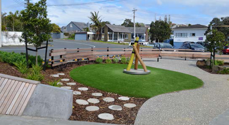 Milford Reserve - Spinning toy and stepping stones form part of this playground.