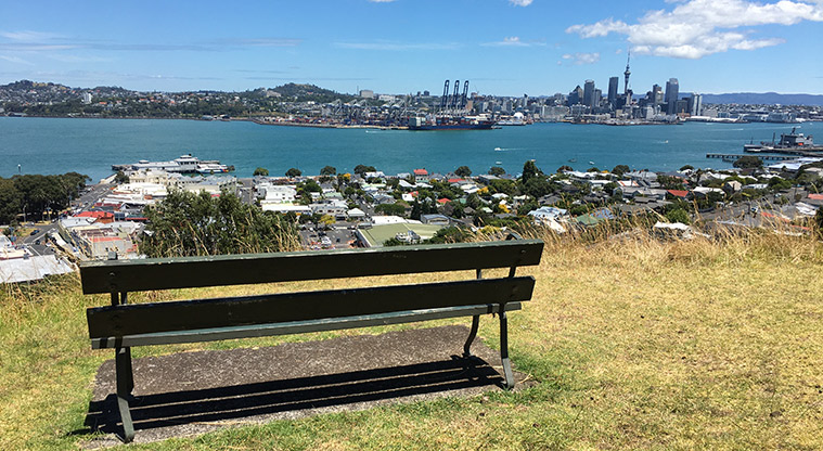 Takarunga / Mount Victoria - A seat at the summit overlooking the Waitematā and Auckland CBD. Photo credit: S Hulse