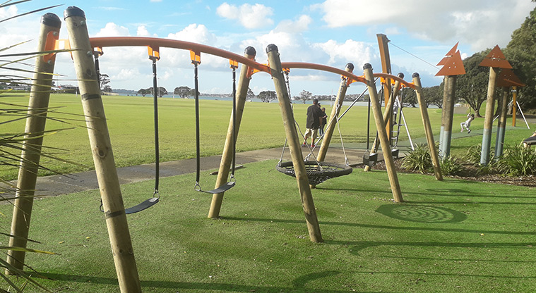 Mt Wellington War Memorial Reserve - Set of five swings, including an accessible basket swing.