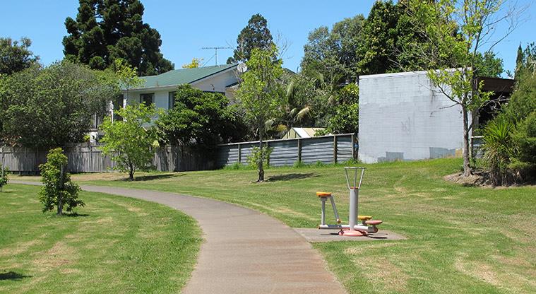 Normanton Reserve - Piece of fitness equipment on the edge of a path.
