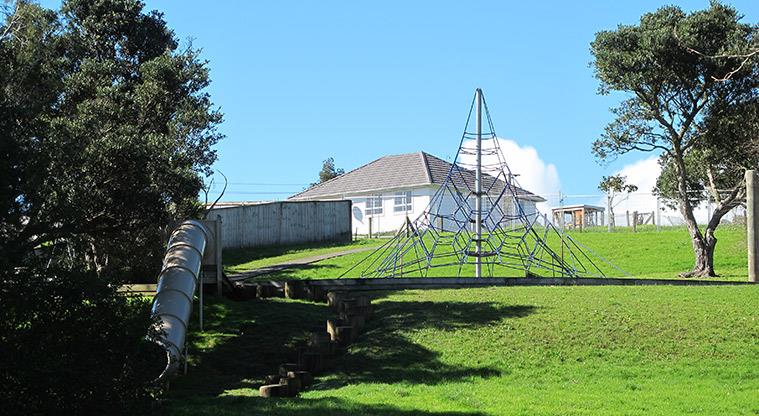 Northboro Reserve - Spider climbing net in the playground.