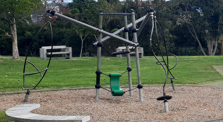 Olympic Park - Climbing and rocking equipment at the playground on the Wolverton Street side of the park.