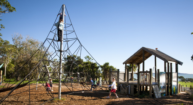 Ōmana Regional Park - Playground above Ōmana Beach.
