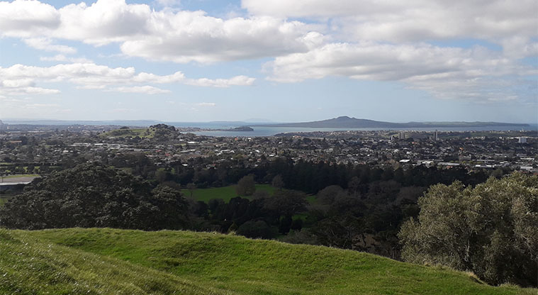 Maungakiekie / One Tree Hill Domain – Views out to the Gulf islands from the top.