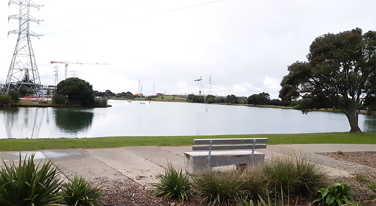 Onehunga Bay Reserve - Seating and gardens overlooking the lagoon.