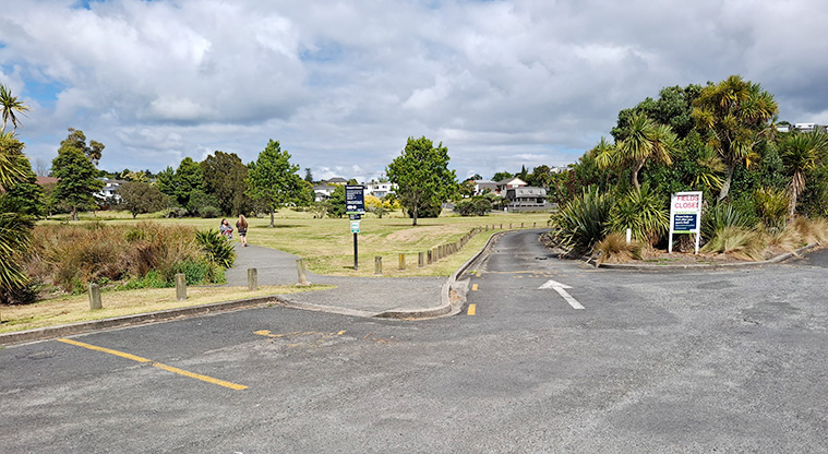 Onepoto Domain - Accessible car parks next to the path into the park.