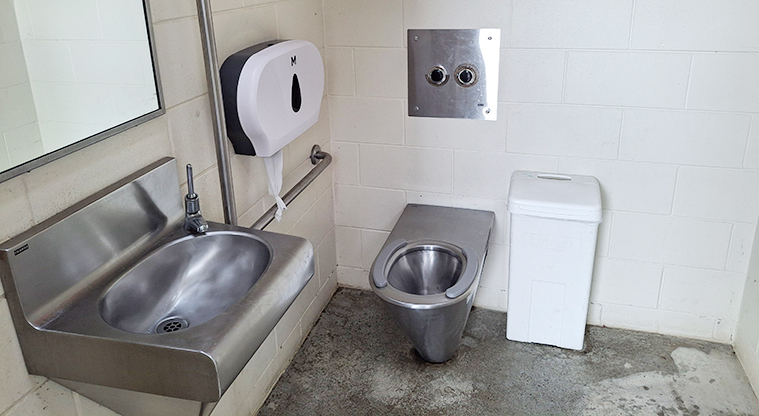 Onepoto Domain - Inside the accessible toilet.