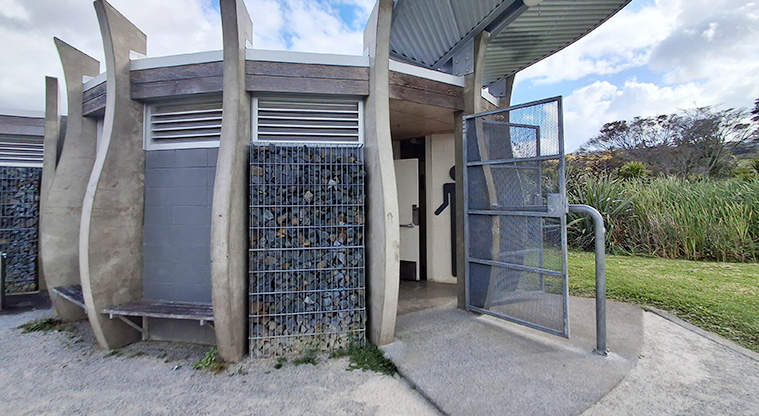 Onepoto Domain - Sloped concrete ramp into the toilets.