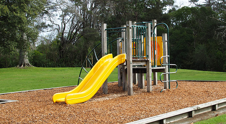 Opanuku Reserve - Playground with climbing equipment, a tunnel and slide. Photo credit: Tracey Hodder.