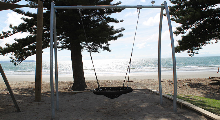 Ōrewa Domain - Northern playground has a large basket swing. Photo credit: M Loubser.