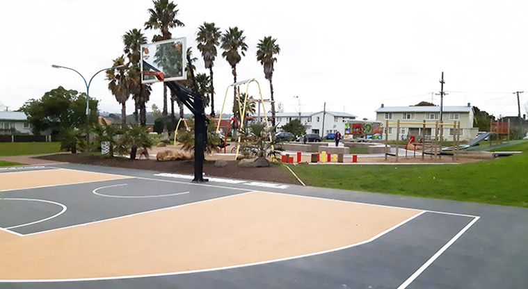 Otamariki Park - Basketball court with the playground in the background.