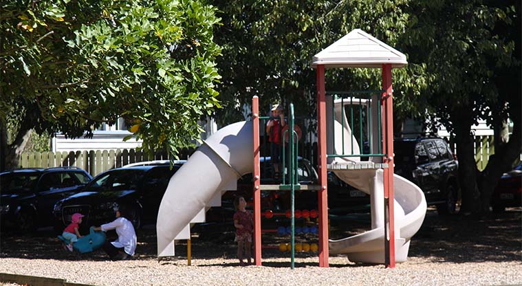 Outhwaite Park - Playground and car park beyond.