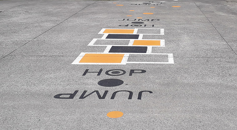 Parrs Park - Jump and Hop game painted on the concrete for children to use.