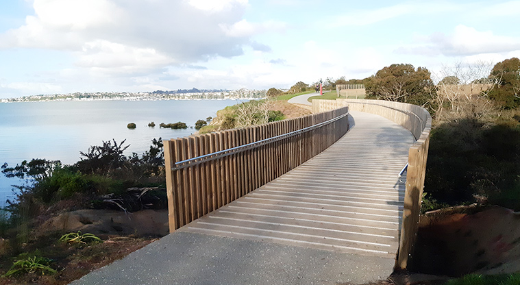 Point England Reserve - Section of boardwalk along the edge of the Tamaki River.