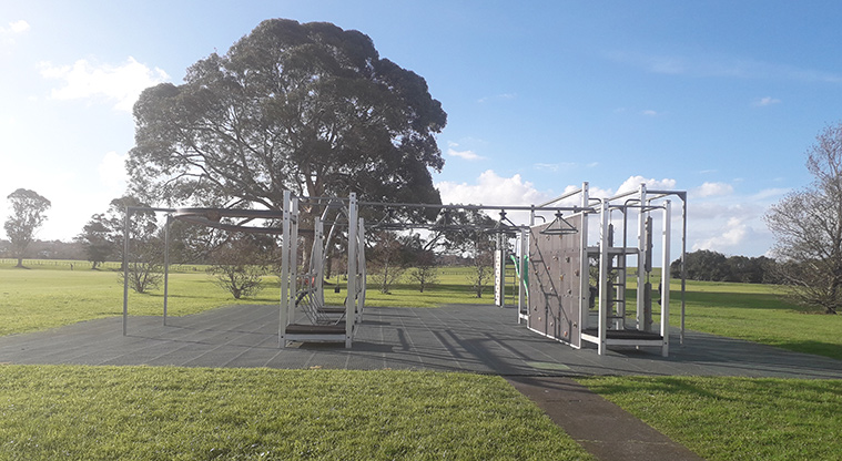 Point England Reserve - Playground with climbing and swinging equipment, platforms, ladders, slide and more.