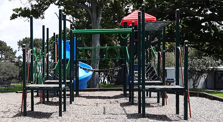 Pt Erin Park - Playground with ladders, ropes, ramps, slides and a viewing tower. Photo credit: T Hodder.