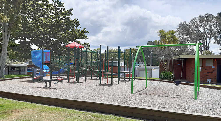 Pt Erin Park - Playground with ladders, ropes, ramps, slides and a viewing tower. Photo credit: T Hodder.