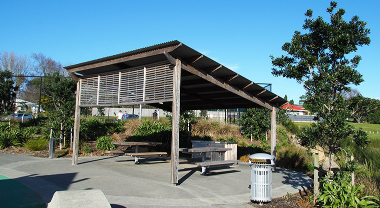 Royal Reserve - Sheltered barbecue area with picnic tables and seating. Photo credit: Tracey Hodder.