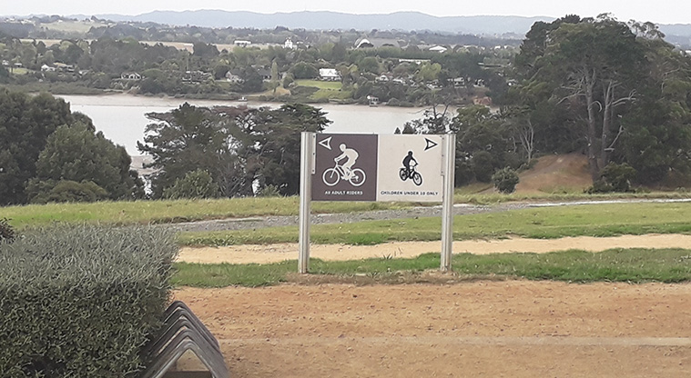 Sanders Reserve - Sign showing the location of the bike tracks.