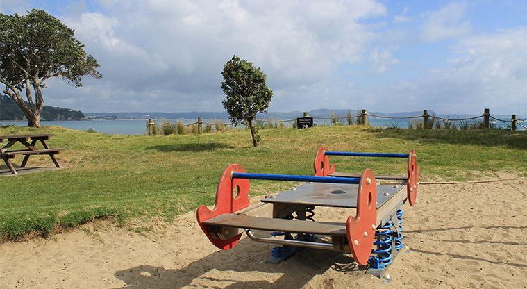 Stanmore Bay Park - Preschool playground rocker. Photo credit: M Loubser.
