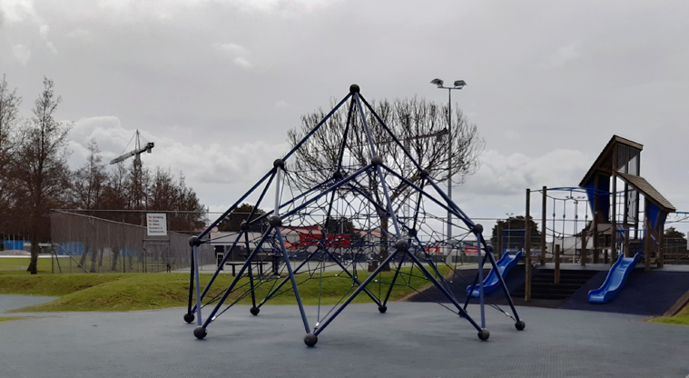 Te Pai Park - A pyramid shaped climbing frame. Photo credit: Tracey Hodder.