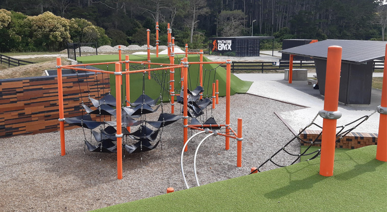 Te Rangi Hiroa - A view from the top of one of the grass mounds overlooking the rope course and picnic area. Photo credit: Tracey Hodder.