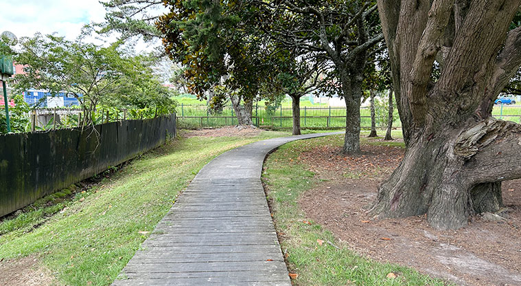 Turner Reserve - Section of the board walk around the reserve. Photo credit: S Hulse.
